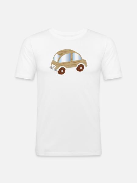 Spielzeugauto in Holzoptik – nostalgisches Motiv - Männer Slim Fit T-Shirt - Weiß