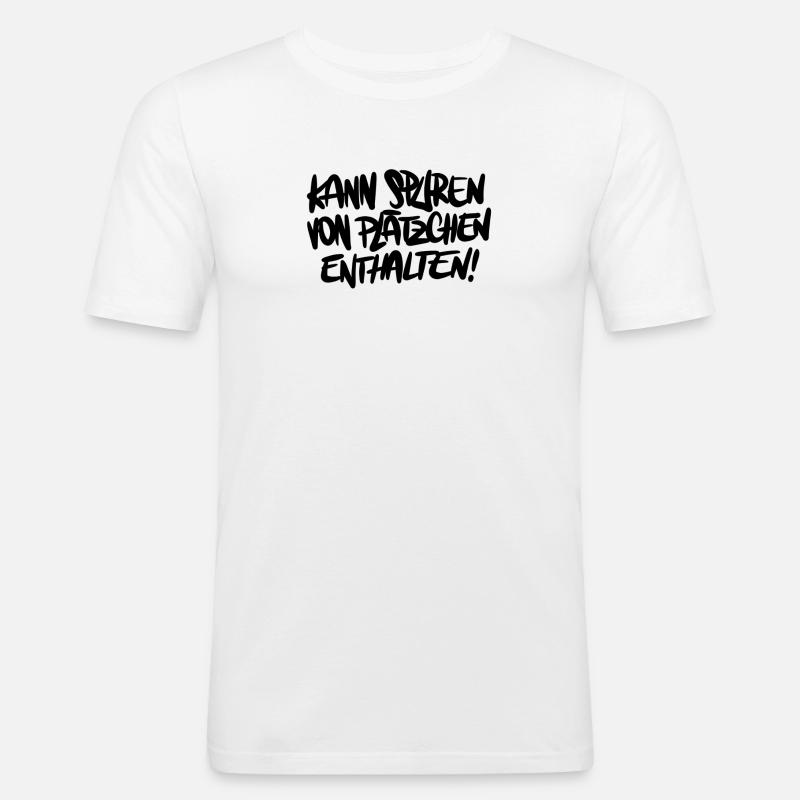 Weihnachten Spruch Humor Plätzchen - Männer Slim Fit T-Shirt - Weiß