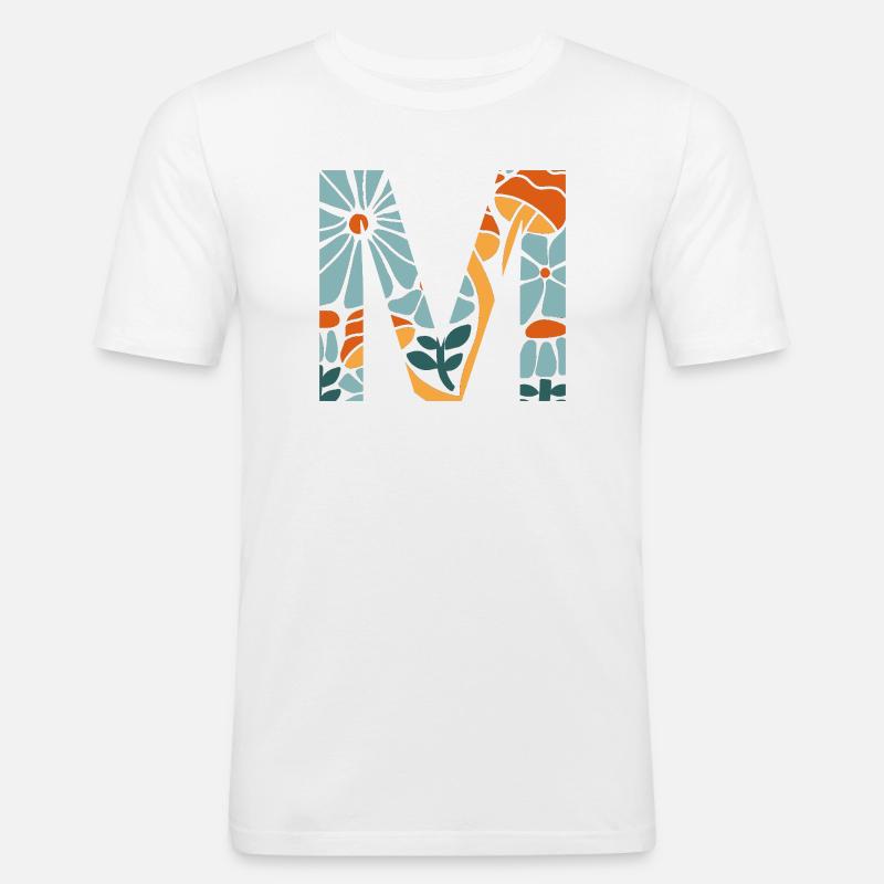 Buchstabe m Blumen groovy Geschenkidee - Männer Slim Fit T-Shirt - Weiß