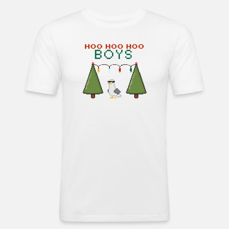 Pixel Seemöwe Weihnachts Boys - Männer Slim Fit T-Shirt - Weiß