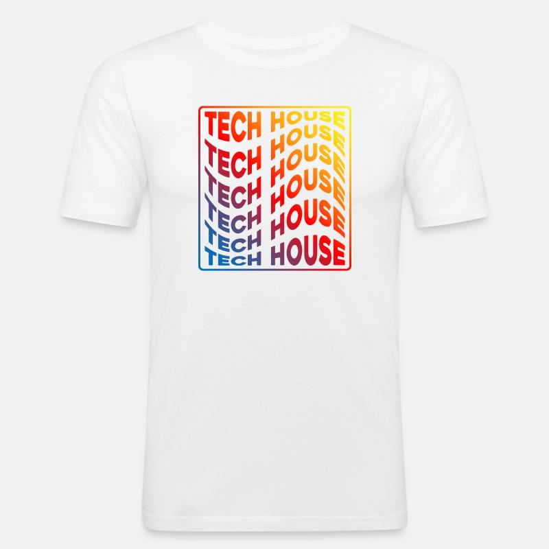 Tech House Neon Gradient Wiederholt sich - Männer Slim Fit T-Shirt - Weiß