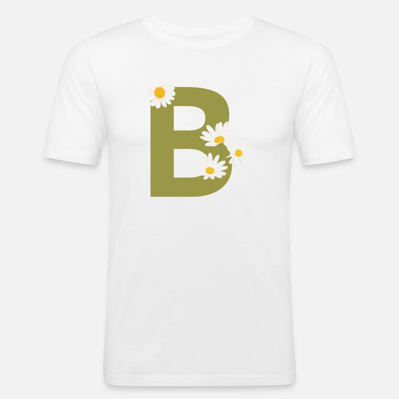 Buchstabe b grüne Gänseblümchen - Männer Slim Fit T-Shirt - Weiß