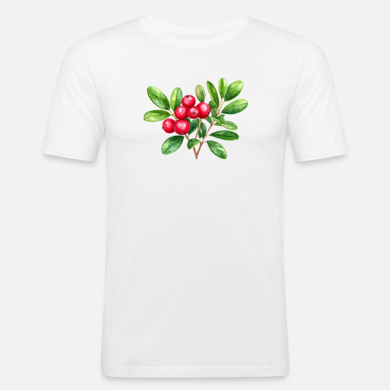 Preiselbeere – botanisches Aquarell - Männer Slim Fit T-Shirt - Weiß
