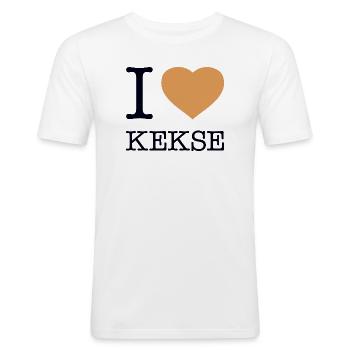 I love Kekse - Männer Slim Fit T-Shirt - Weiß - Vorne - Nik (191cm)