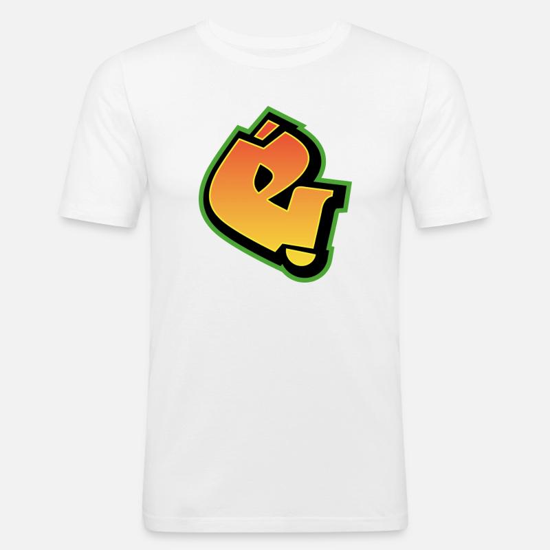 Graffiti-Schrift Wildstyle 01 Buchstabe 'e' - Männer Slim Fit T-Shirt - Weiß