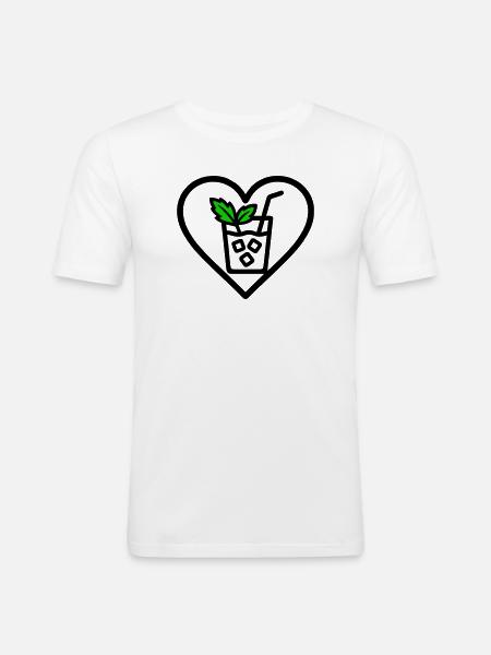 Mojito Heart Cocktail Mint Summer Drink - Men's Slim Fit T-Shirt - white