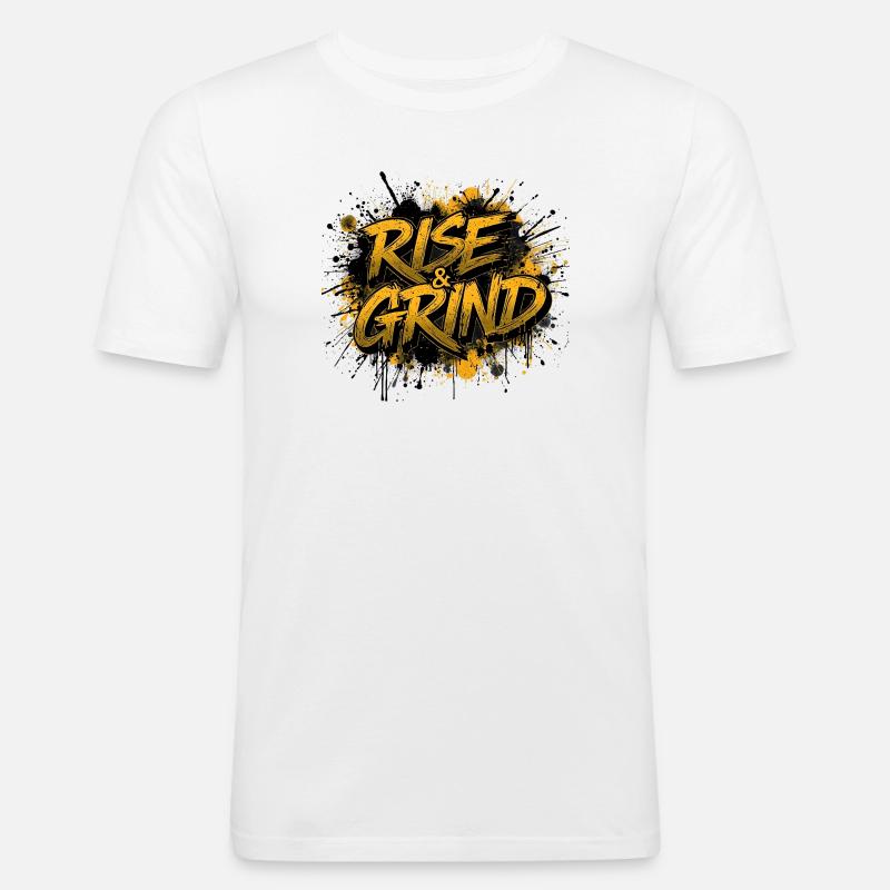 Rise & Grind Graffiti - Männer Slim Fit T-Shirt - Weiß