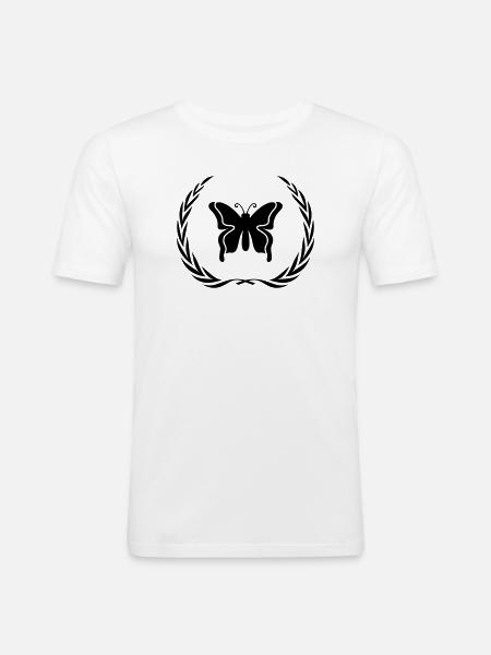 Couronne de symbole de papillon - T-shirt près du corps Homme - blanc
