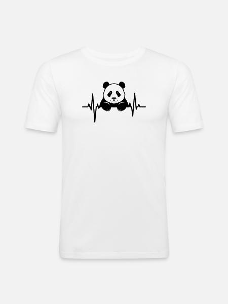 Panda im EKG – Süßes Tierdesign - Männer Slim Fit T-Shirt - Weiß