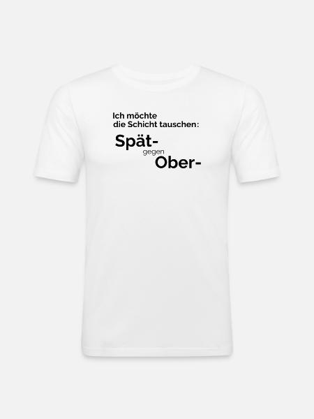 Schicht tauschen - Männer Slim Fit T-Shirt - Weiß