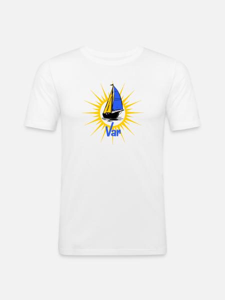 Segelboot Soleil Var - Männer Slim Fit T-Shirt - Weiß