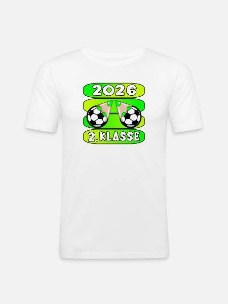 Fussball Grundschule 2 Klasse 2026 - Männer Slim Fit T-Shirt - Weiß