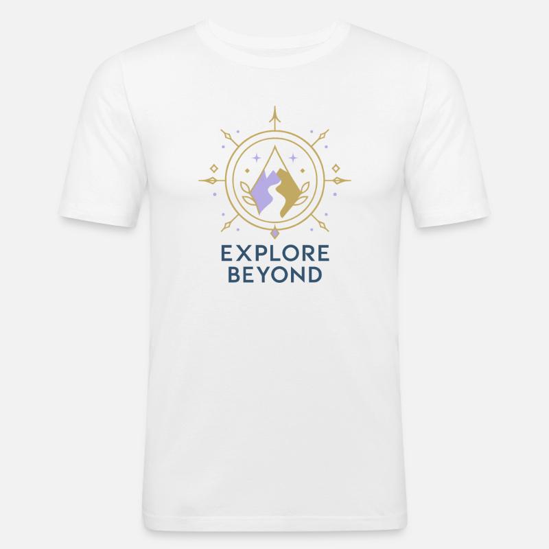 Explore Beyond Kompass - Männer Slim Fit T-Shirt - Weiß