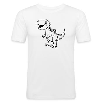 niedlicher Dinosaurier - Männer Slim Fit T-Shirt - Weiß - Vorne - Nik (191cm)