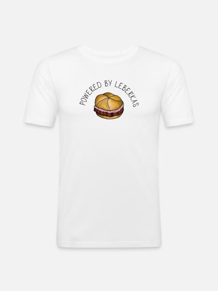 Powered by Leberkas – Leberkäse Spruch - Men's Slim Fit T-Shirt - white