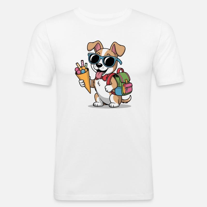 Sommerhund mit Eiscreme - Männer Slim Fit T-Shirt - Weiß