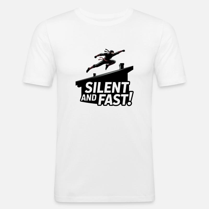 Silent Ninja Dachsprung - Männer Slim Fit T-Shirt - Weiß