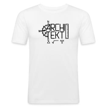 Conception architecte avec outil de dessin - T-shirt près du corps Homme - blanc - Devant - Nik (191cm)