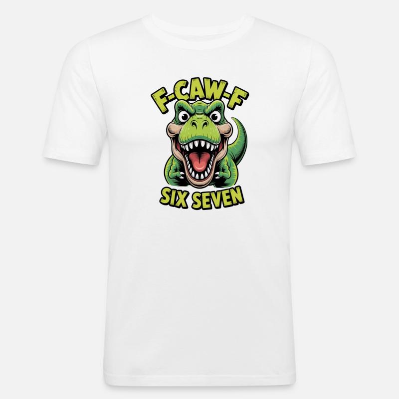 Cawing Rex Six Seven Tee - Männer Slim Fit T-Shirt - Weiß
