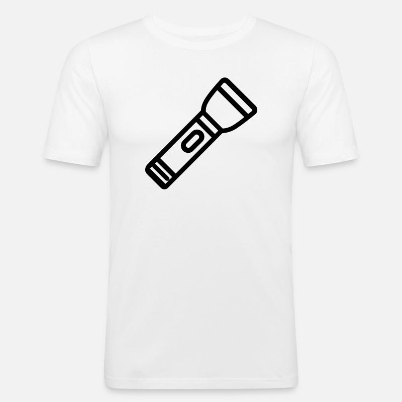 Taschenlampe - Männer Slim Fit T-Shirt - Weiß