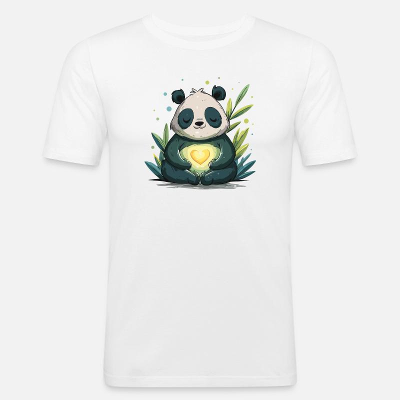 Panda Hjerte-lampe - Herre Slim Fit T-Shirt - hvid
