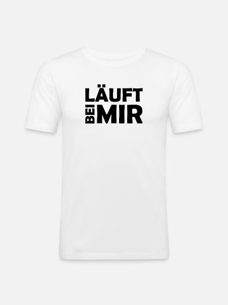 Runs with me - Cool saying - Running - Men's Slim Fit T-Shirt - white