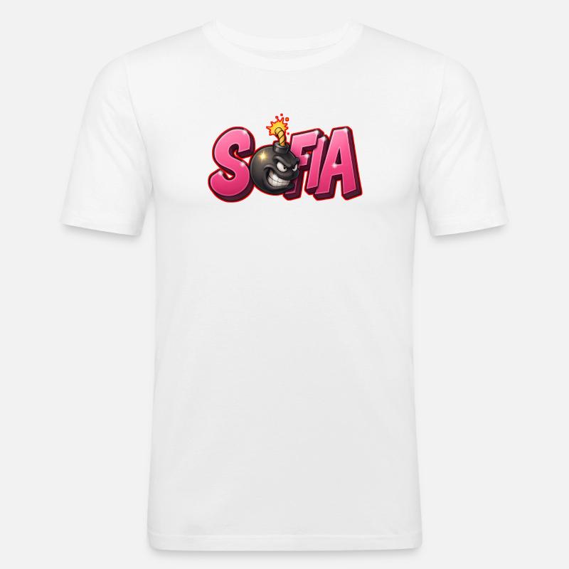Sofia Graffiti Name Bomb Graffité 3D - Männer Slim Fit T-Shirt - Weiß