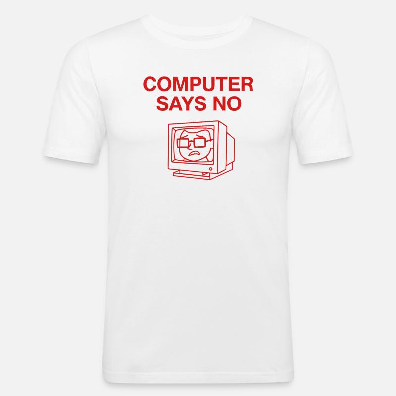 Retro Computer Says No Design - Männer Slim Fit T-Shirt - Weiß