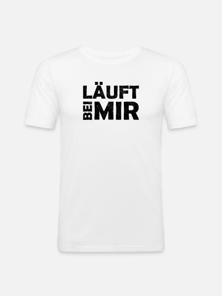 Runs with me - Cool saying - Running - Men's Slim Fit T-Shirt - white