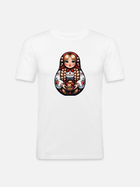 Matryoshka in Russian Matryoshka Doll Russian - Men's Slim Fit T-Shirt - white