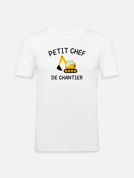 Kleiner Baustellenleiter Baumaschinenbagger - Männer Slim Fit T-Shirt - Weiß