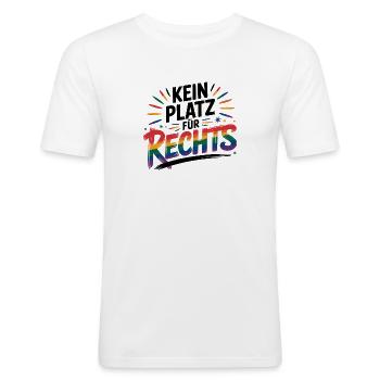 Kein Platz für Hass - Cool Pride Logo - Männer Slim Fit T-Shirt - Weiß - Vorne - Nik (191cm)