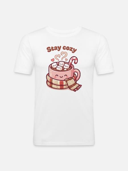 Stay Cozy Cocoa Mug - Men's Slim Fit T-Shirt - white