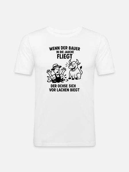 farmer slurry saying joke ox - Men's Slim Fit T-Shirt - white