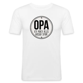 OPA Geschenk Grossvater - Männer Slim Fit T-Shirt - Weiß - Vorne - Nik (191cm)