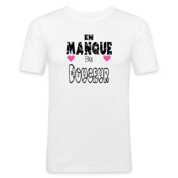 En Manque de Douceur - T-shirt près du corps Homme - blanc - Devant - Nik (191cm)