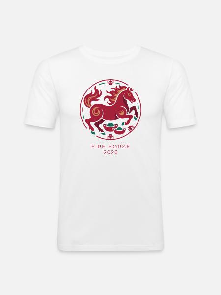 Fire Horse 2026 Emblem - Men's Slim Fit T-Shirt - white