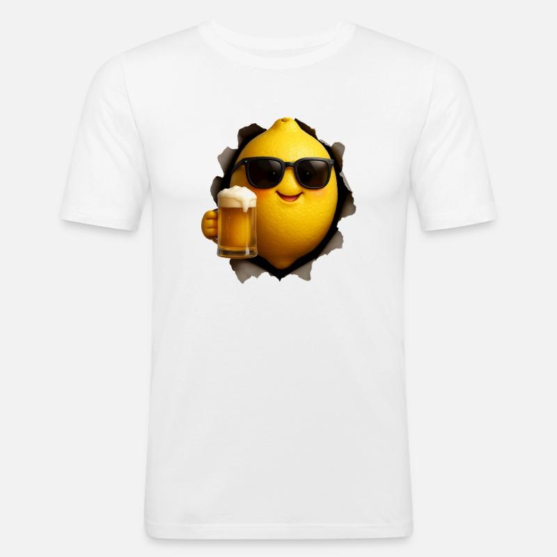 Zitrone Bier Lemon - Männer Slim Fit T-Shirt - Weiß