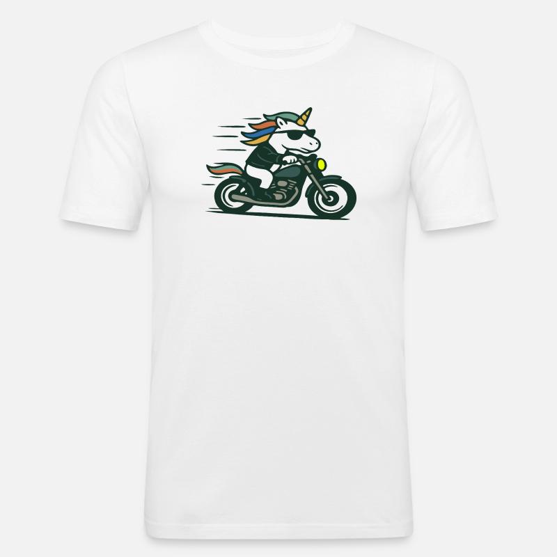 Fast Biker einhornfahrende Motorrad-Maskottchen-Kunst - Männer Slim Fit T-Shirt - Weiß
