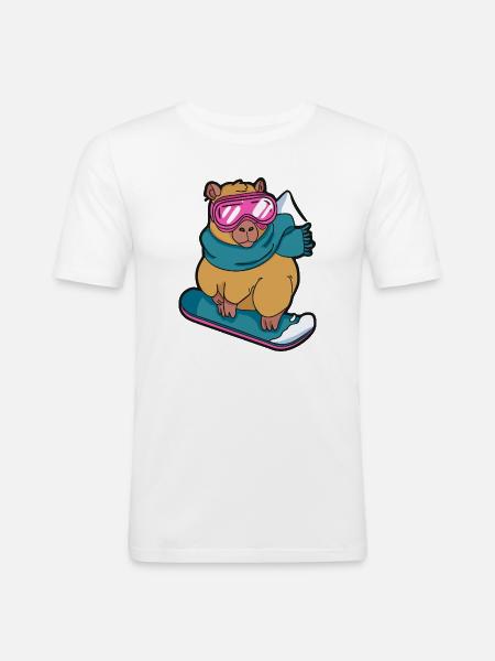 Cool Capybara Snowboard Winter Sport - Men's Slim Fit T-Shirt - white