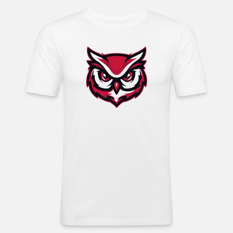 Maskottchen Eule Red White - Männer Slim Fit T-Shirt - Weiß