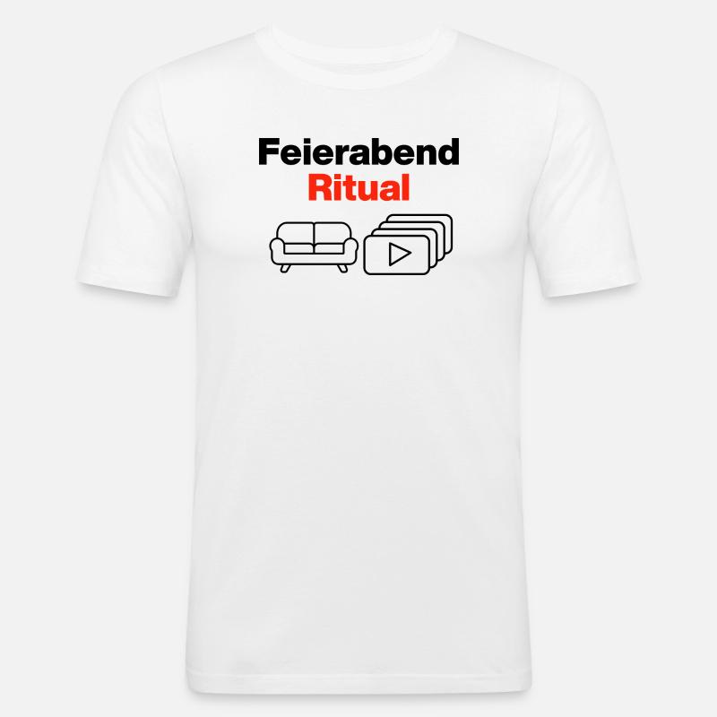 Feierabend Ritual – Sofa & Serien & Chill - Männer Slim Fit T-Shirt - Weiß