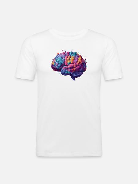 Colorful Neurodiversity Brain in Colorful Kun - Men's Slim Fit T-Shirt - white