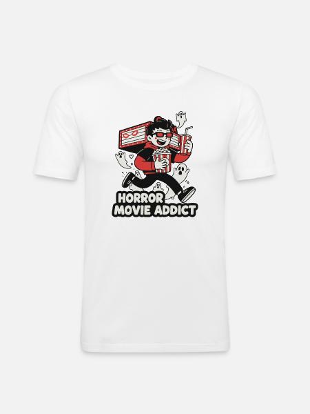 Horror Movie Addicted Moviegoer - Men's Slim Fit T-Shirt - white