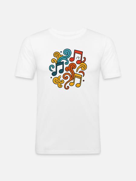 Bunte Musiknoten - Männer Slim Fit T-Shirt - Weiß