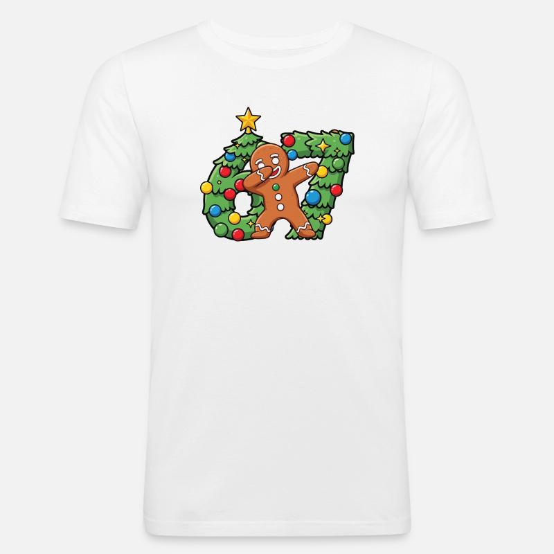 67 Meme-Lebkuchentanz auf dem Weihnachtskranz - Männer Slim Fit T-Shirt - Weiß