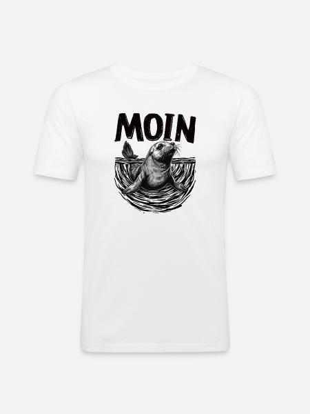 Seehund Robbe Ostsee Nordsee Moin - Männer Slim Fit T-Shirt - Weiß