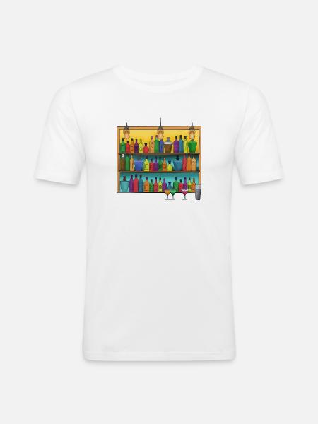 Bunte Barflaschen Collage - Männer Slim Fit T-Shirt - Weiß
