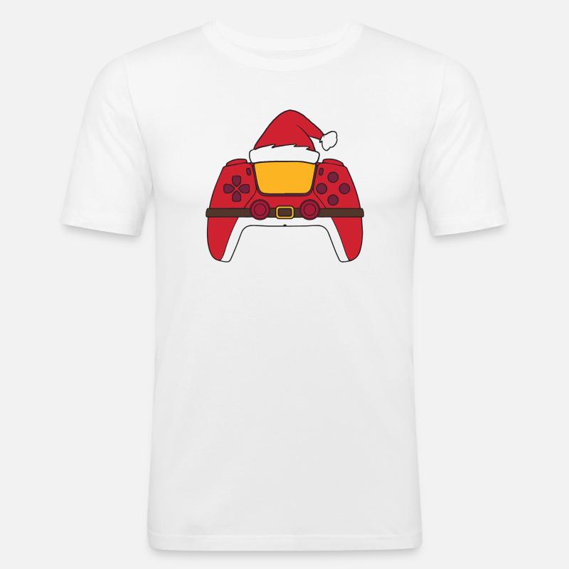 Weihnachtsmann-Videospiel-Controller, Weihnachtsma - Männer Slim Fit T-Shirt - Weiß