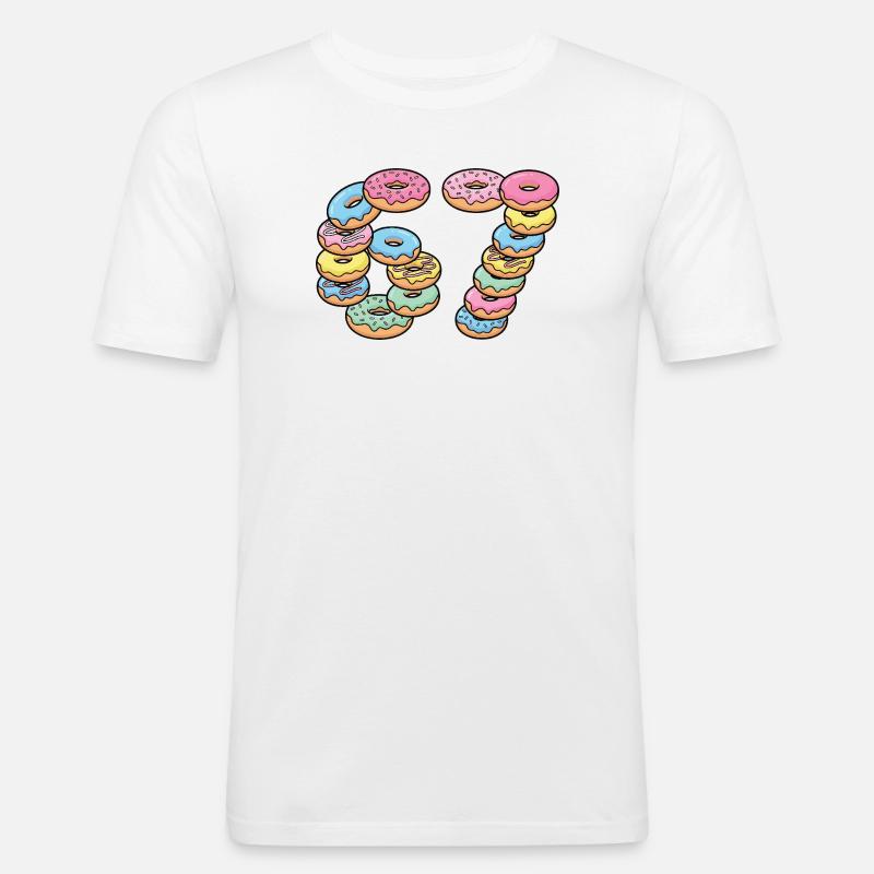 Pastel Donut Stack 67 Pattern - Men's Slim Fit T-Shirt - white